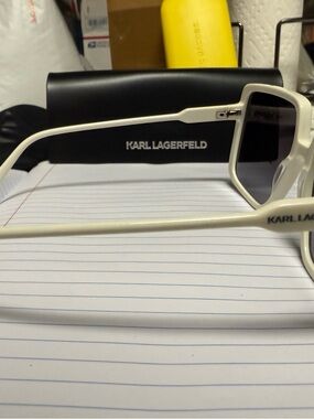 Karl Lagerfeld White Frame Black Lens Sunglasses